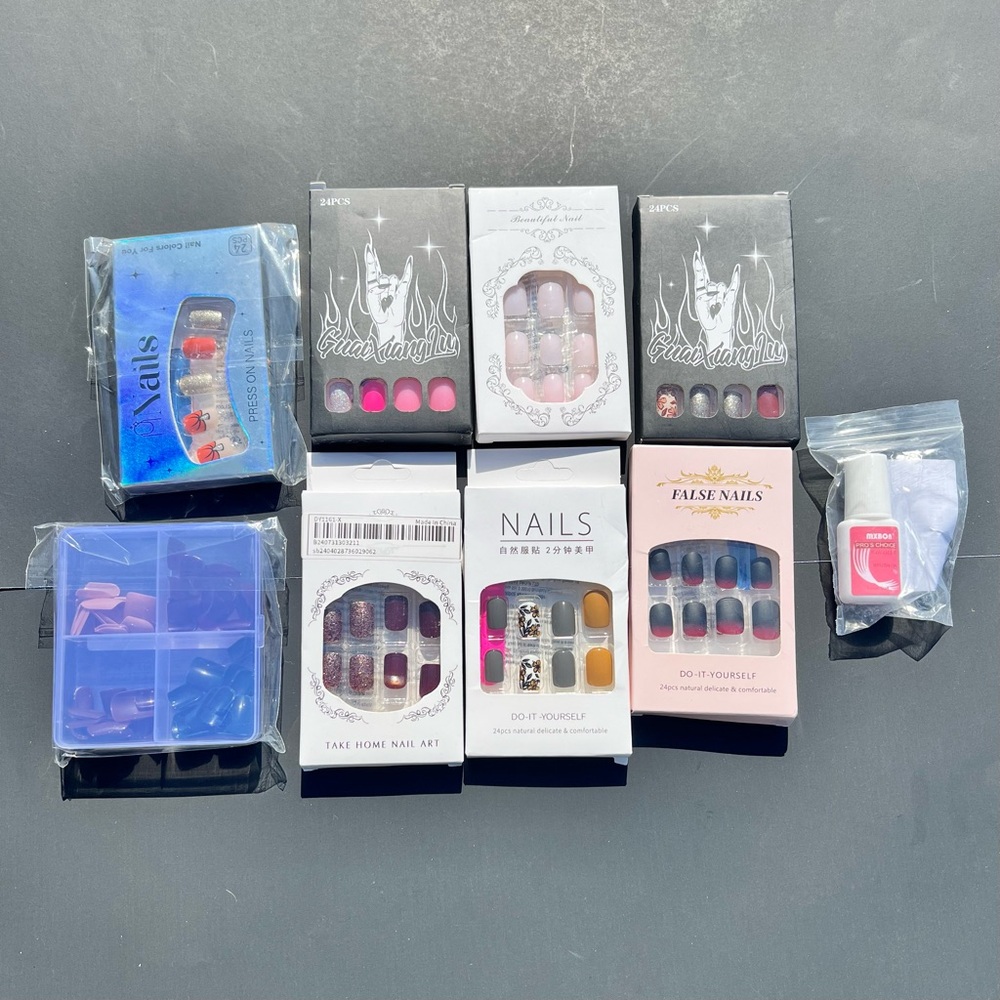 Stylish Various Colors Press-on Nail Bundle includes adhesive New in Box